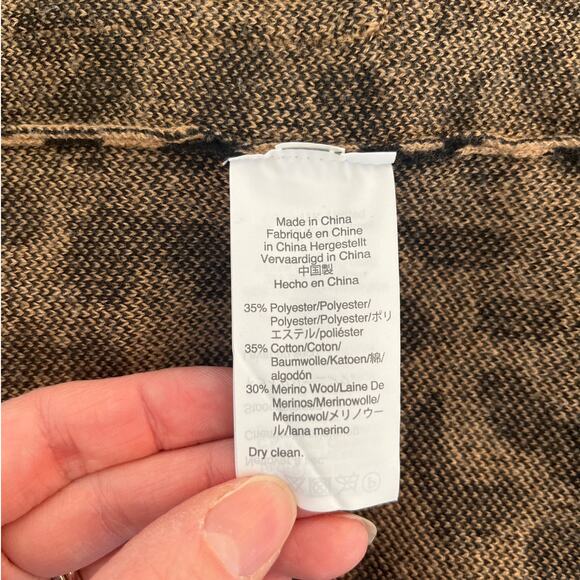 J.Crew Sophie Leopard Print Open Front 3/4 Sleeve Sweater Blazer Size Small Wool - Picture 4 of 6